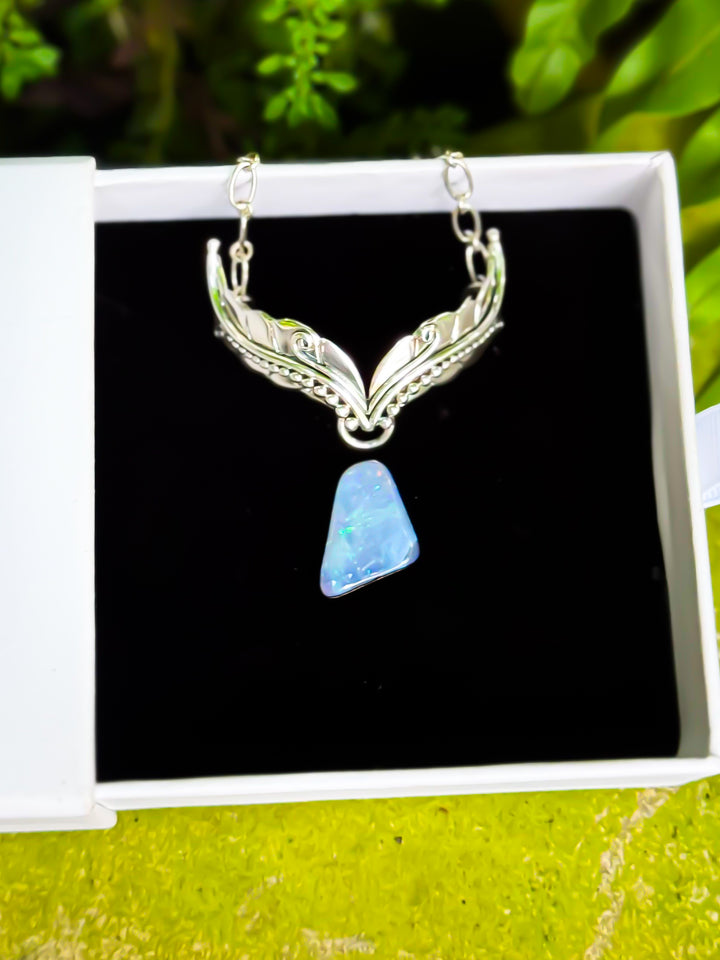 Woodland Whisper Vine Necklace- Celestial Australian Boulder Opal