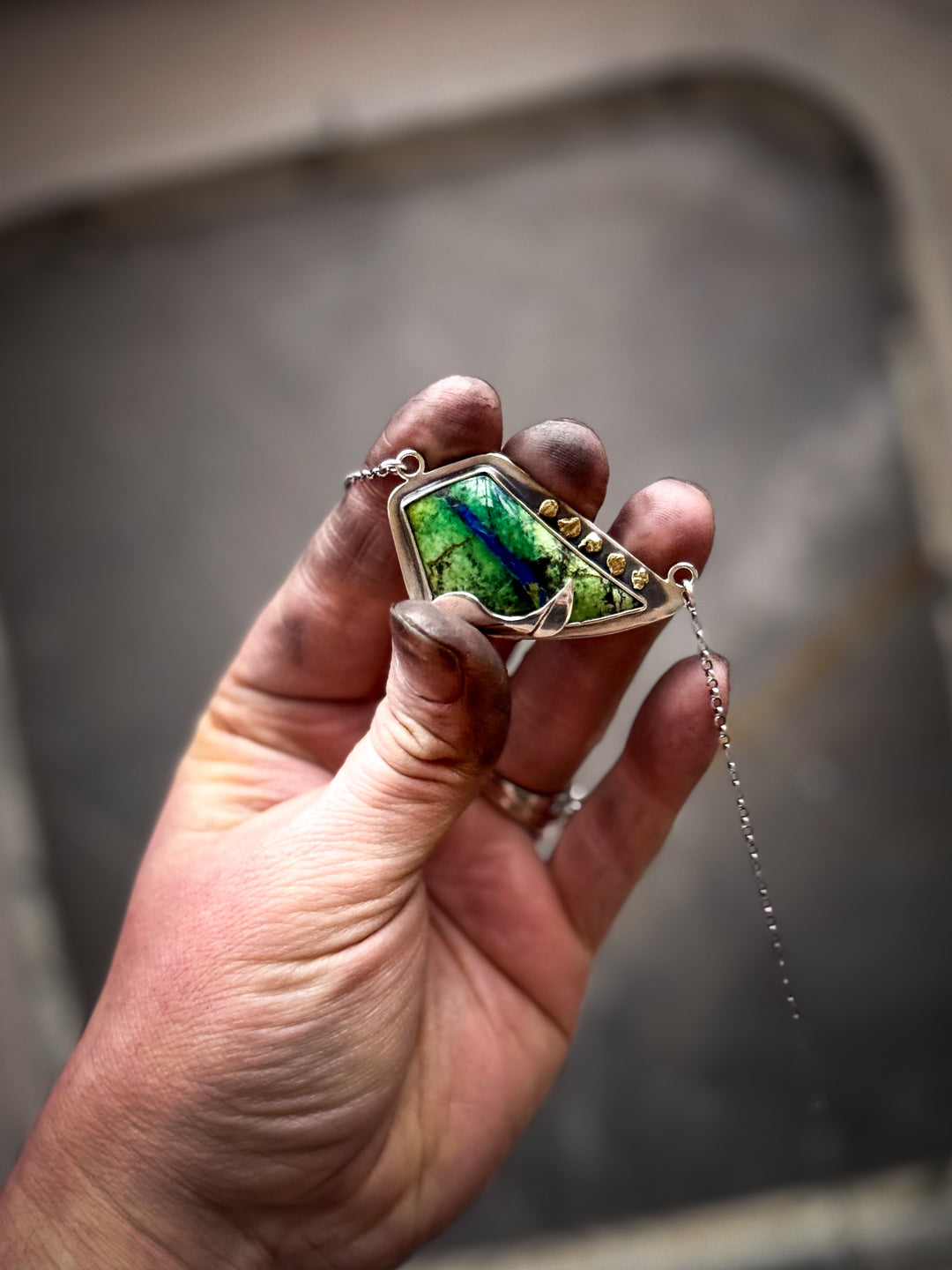 Gold Nugget and Turquoise Heirloom Necklace