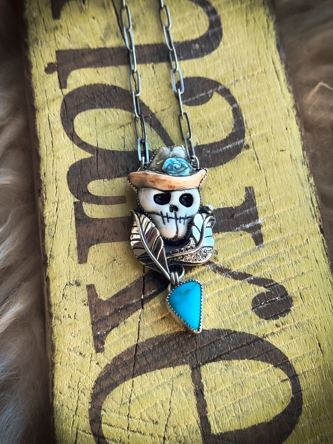 Rock ‘n’ Roll Rebel- Turquoise Skull Necklace