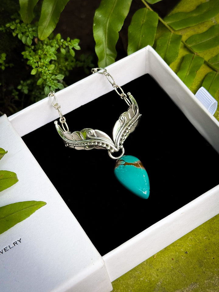 Woodland Whisper Vine Necklace- Hubei Turquoise Teardrop