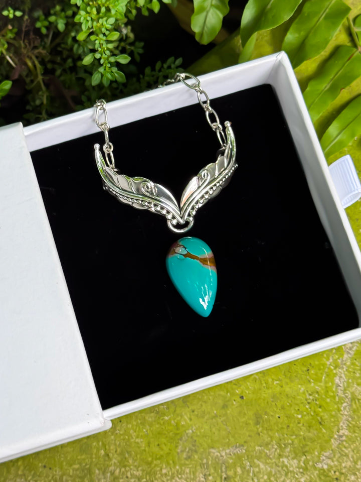 Woodland Whisper Vine Necklace- Hubei Turquoise Teardrop