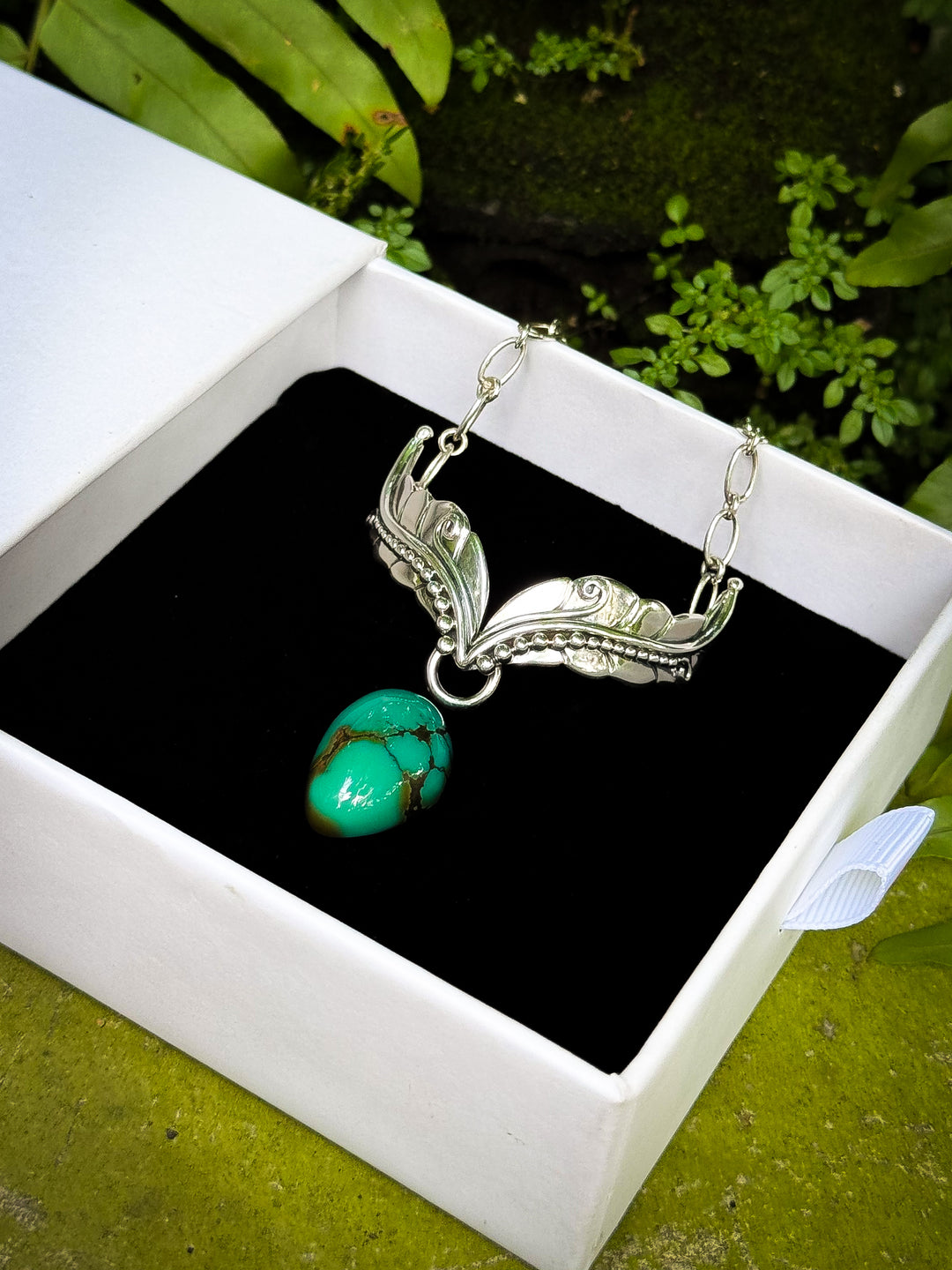 Woodland Whisper Vine Necklace- Hubei Turquoise with Minty Greens