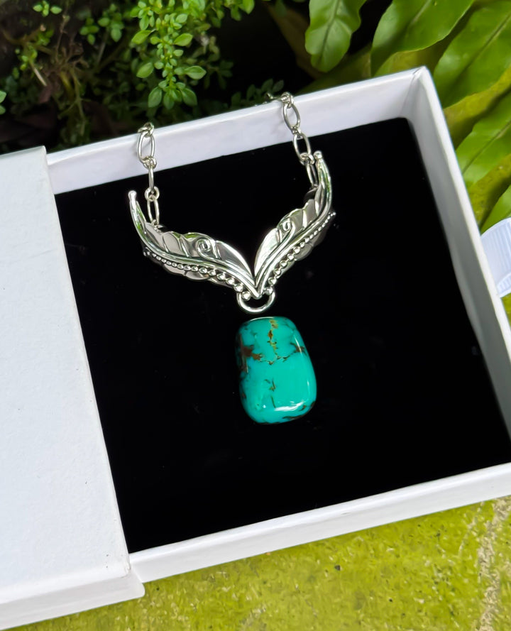 Woodland Whisper Vine Necklace- Hubei Turquoise Nugget