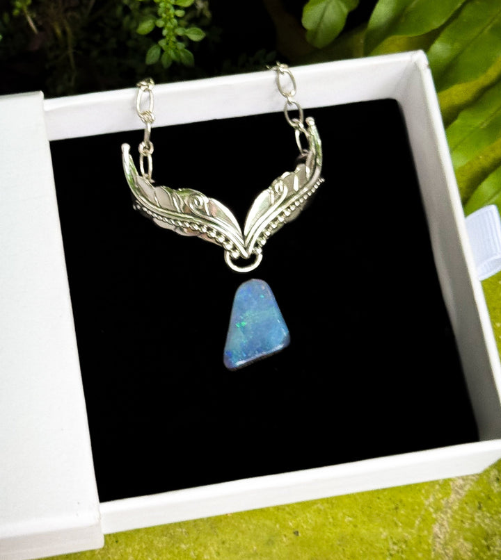 Woodland Whisper Vine Necklace- Celestial Australian Boulder Opal