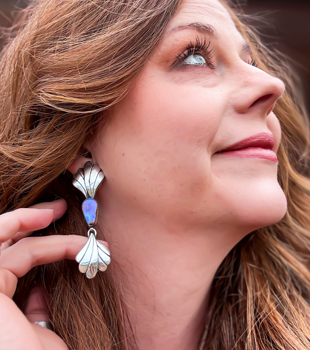 Australian Purple Boulder Opal Split Pair Earrings