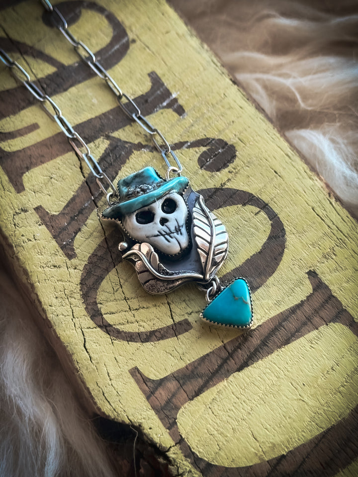 Whisper of the Wild- Skull Turquoise Necklace