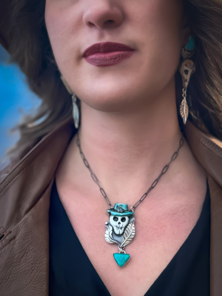 Whisper of the Wild- Skull Turquoise Necklace