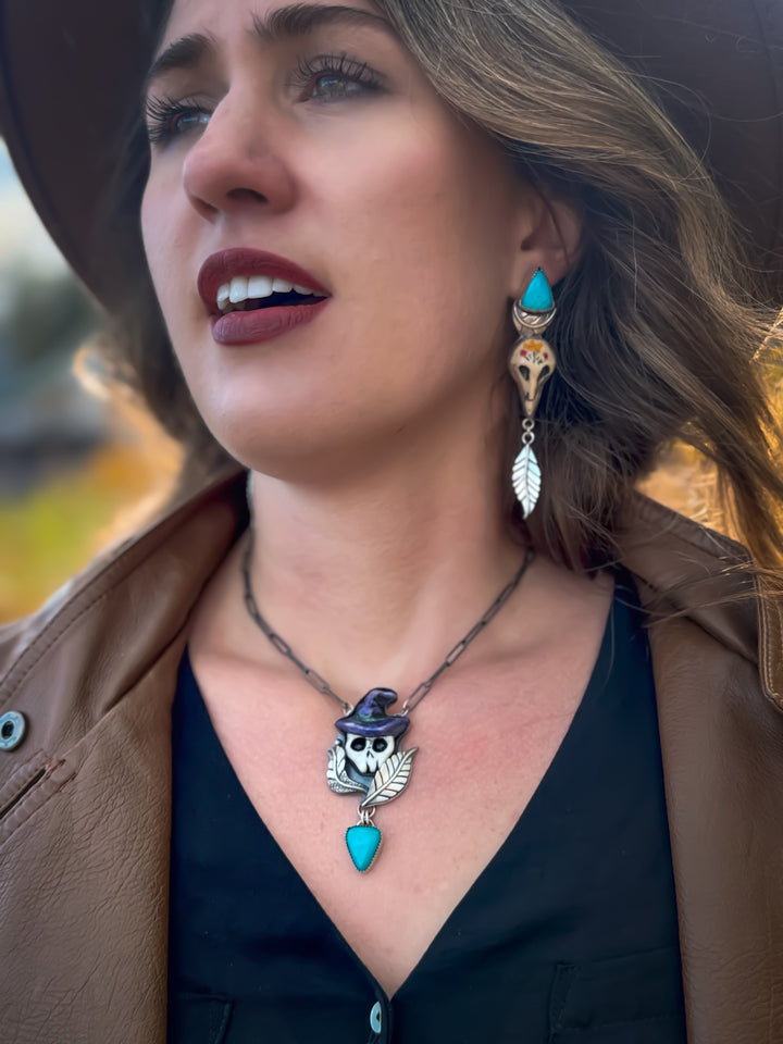 Sirens Serenade- Turquoise Skull Necklace